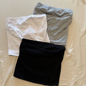 Set of Three Tube Tops - Black, White, Gray